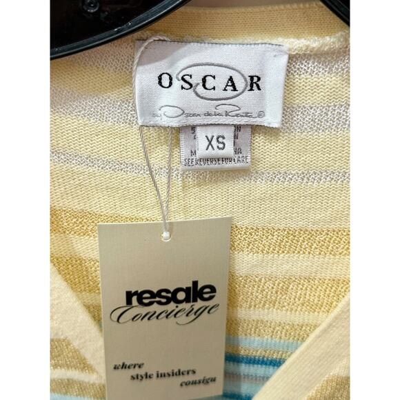 Oscar de la Renta Matching Set; Knit Cardigan and Tank Top Yellow/Blue Womens XS - Picture 3 of 4